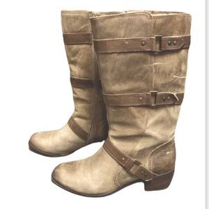 Nurture Dorado Brown Sugar Leather Moto Boot